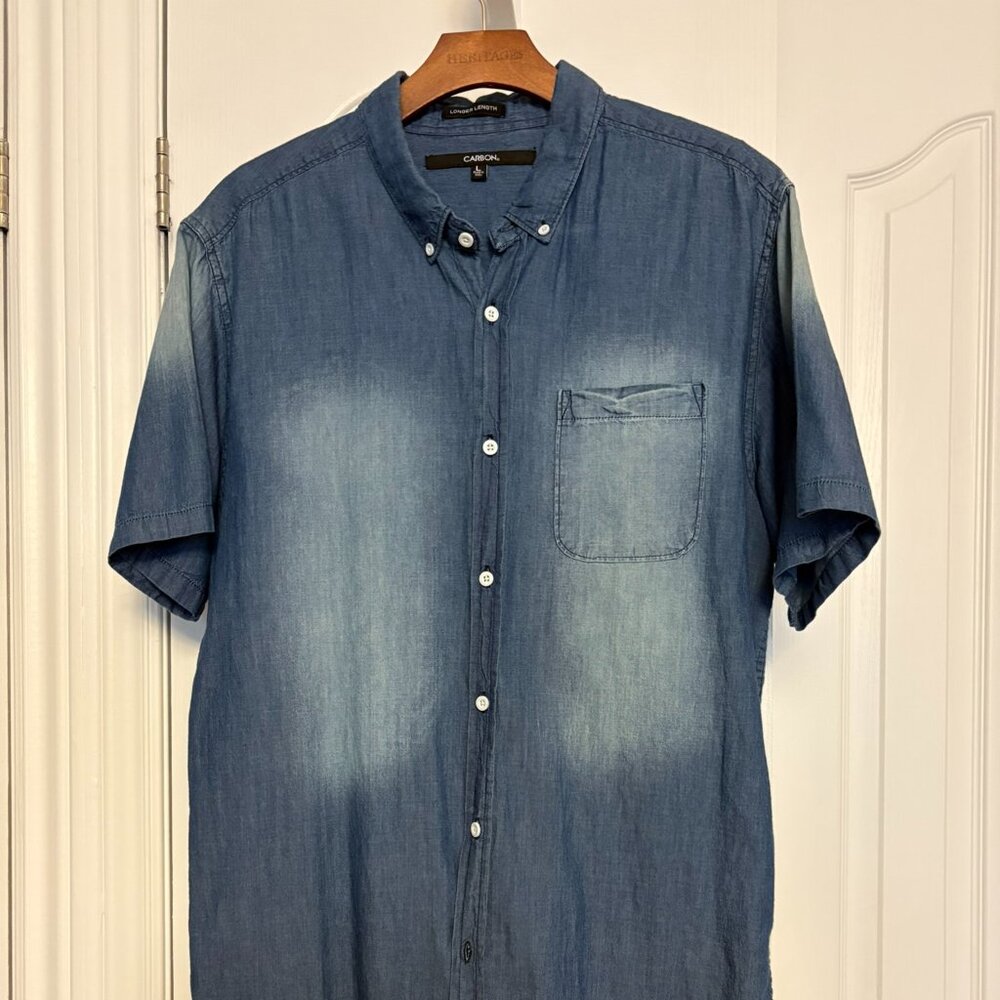 Carbon Denim Short Sleeve Button-Up Shirt